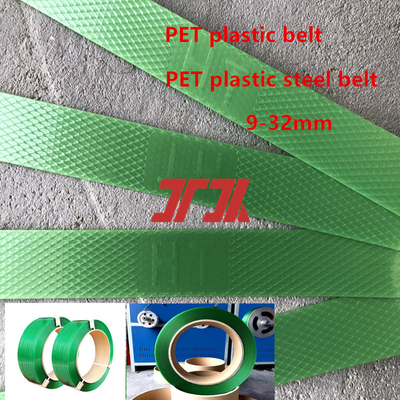 Fabrique en gros 9-25 mm de PET vert plastique ceinture ceinture en acier plastique PET avec