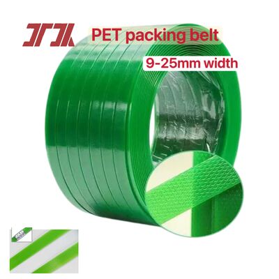 Bande d'emballage en PET de 9 à 25 mm, cerclage en plastique PET, cerclage d'emballage en PET avec broyage de bouteilles à 100 %