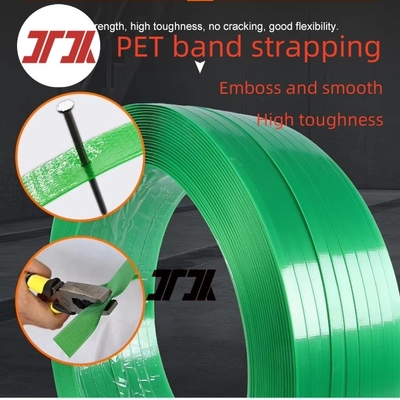 Couleur verte en relief 20 kg largeur polyester PET Strapping 1200 Longueur résistance à la rupture