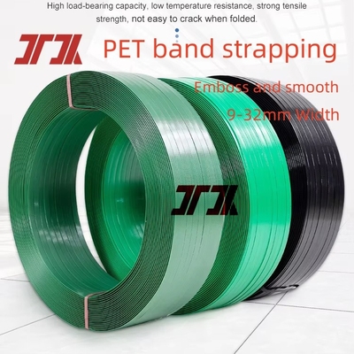 Ceinture de fixation de palettes en polyester en plastique PET en relief vert à forte tension pour le chargement de bâtiments