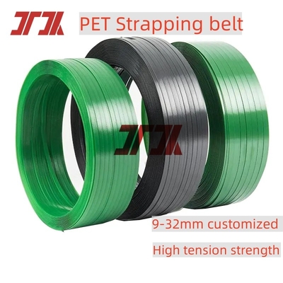 En gros 9-32 mm personnalisé en PET vert Polyester Plastique ceinture d'acier pour les briques roches emballage