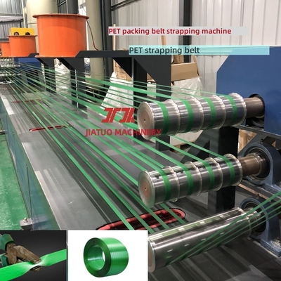 Machine de fabrication de sangles en PET de 9 à 32 mm avec une grande surface filtrante de 3,5 m2 et une machine à enroulement à double station