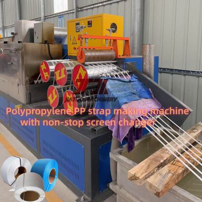 Machine automatique de fixation de sangles utilise une machine de fabrication de sangles en PP largeur 5-19 mm avec échangeur d'écran sans arrêt