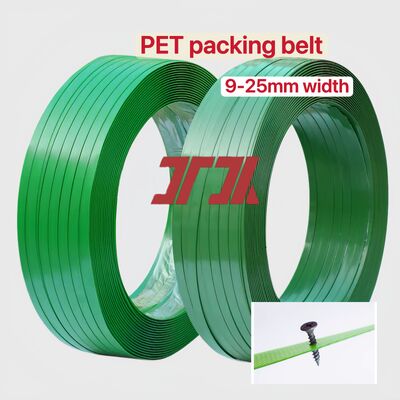 Bande d'emballage en PET de 9 à 25 mm, cerclage en plastique PET, cerclage d'emballage en PET avec broyage de bouteilles à 100 %