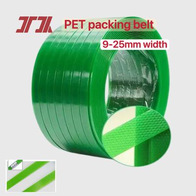 Emballage en acier en PET plastique 9-25 mm Ceinture de fixation en PET vert pour fixation automatique