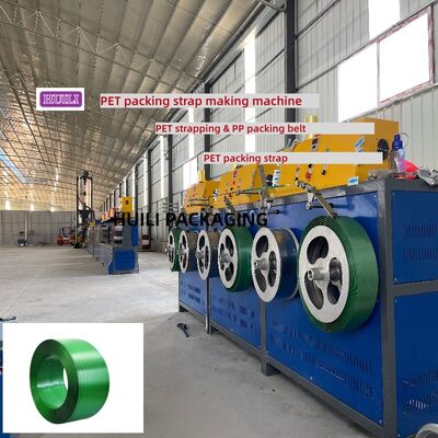 Machine de cerclage en PET de 9 à 25mm, machine de fabrication de cerclage en PET à haute vitesse avec 100% de flocons de bouteilles en PET