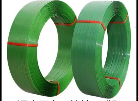 Ceinture d'emballage en acier en plastique PET, ceinture avec: 9-32 mm, épaisseur de la sangle: 0,6-1,2 mm, ceinture de liaison en PET, ceinture d'emballage verte