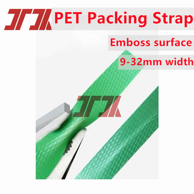 Ceinture de fixation de palettes en polyester pour animaux de compagnie en relief vert à forte tension pour l'emballage de fret