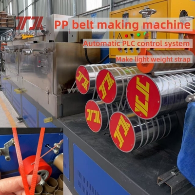 0.3 mm Tolérance de largeur PP extrudeuse de sangles d'emballage ligne de production avec enrouleur semi-automatique et PLC