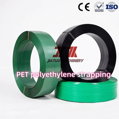 Sangle en polyester personnalisée 9-32mm Vert pour l'emballage en plastique PET, surface tissée gaufrée
